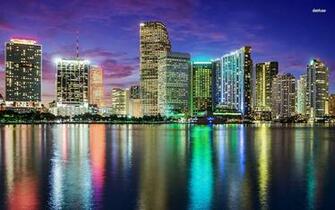 City Lights Reflecting In The Water Wallpaper World