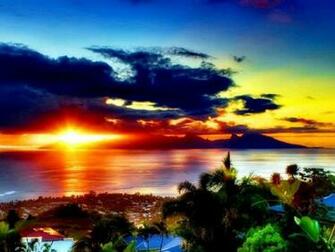 Tropical Paradise At Sunset Wallpaper