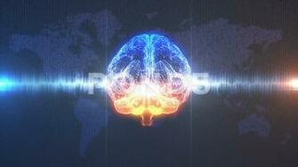 Brain With Brainwave In Front Of Earth Background Hi Res