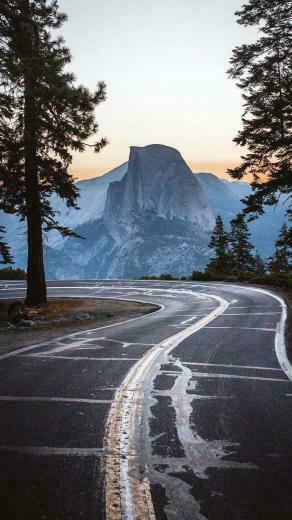 Yosemite Road Morning Nature iPhone Wallpaper With Image