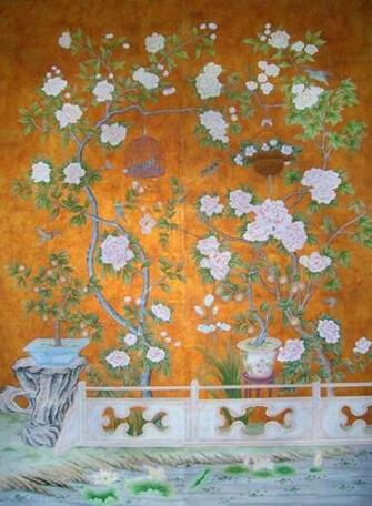 China Hand Painted Gold Silver Foil Wallpaper