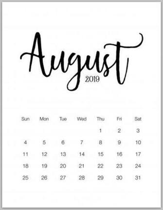 August Minimalist Calendar Bbb Design