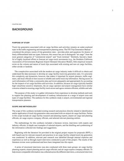 Chapter One Background Estimating Truck Trip Generation For