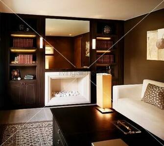 Classic Modern Gentleman S Study With White Sofa In Front Of Dark