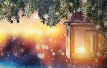 Wallpaper Snow Decoration Tree New Year Christmas Lantern
