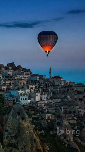 Cities And Hot Air Balloon HD iPhone Wallpaper