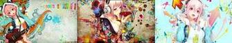 Triple Monitor Sonico Mash Up Anime Wallpaper