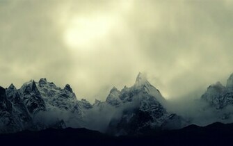 Cloudy Mountains Landscape Wallpaper