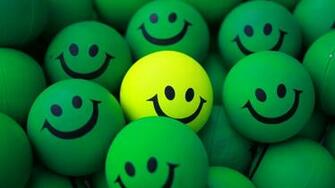Wallpaper Balls Smile Green Yellow Full HD