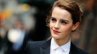 Emma Watson Actress Smile Red Lips HD Background Wallpaper