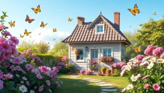 Springtime Cottage Wallpaper