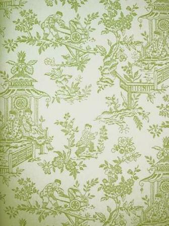 Toile De Jouy Wallpaper French In Green Blue