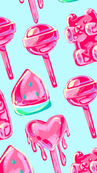 Pink Crystal Candies Phone Wallpaper
