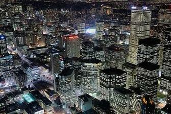 Downtown Toronto At Night Wallpaper Wall Mural Self Adhesive