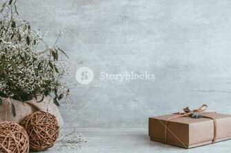 Beautiful And Modern Christmas Gift Composition On Wooden