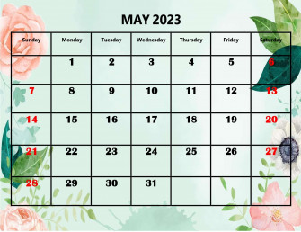 May Calendar Printable Pdf With Holiday Templates
