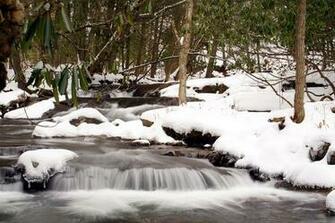 Snowy Winter Waterfall Wallpaper