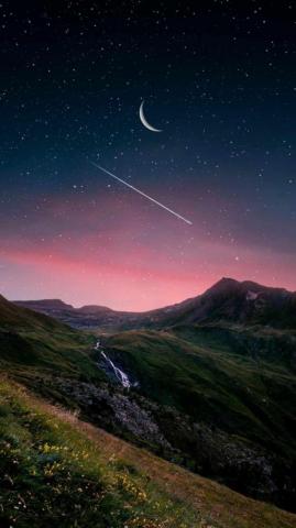 Mountain Sunset Starry Sky iPhone Wallpaper