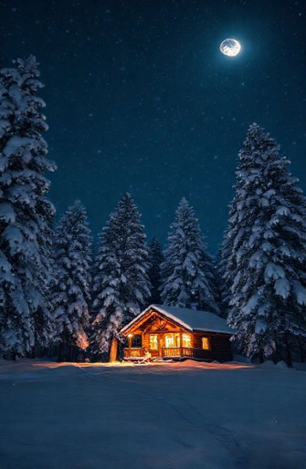 Winter Night Scenes Wallpaper