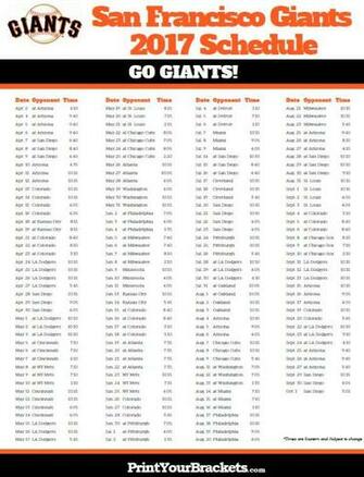San Francisco Giants Schedule Printable Mlb