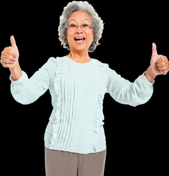 Happy Grandmother Giving Thumbs Up Wallpaper