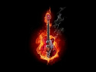Burning Guitar Computer Wallpaper Desktop Background