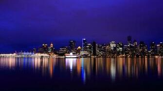 Wallpaper Canada British Columbia Vancouver Night Skyscrapers