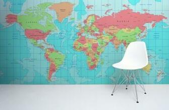 Capital City World Map Wallpaper Mural