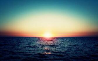 By And Far Sunset In Te Ocean Horizon Wallpaper