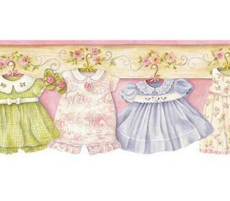 Pink Baby Dresses And Roses Wallpaper Border Nursery Kids