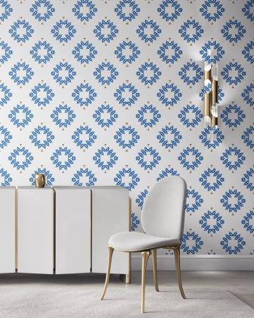 Emmett Blue And White Vellum Wallpaper Pearl Maude