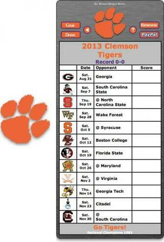 Clemson Tigers Football Schedule Widget Go