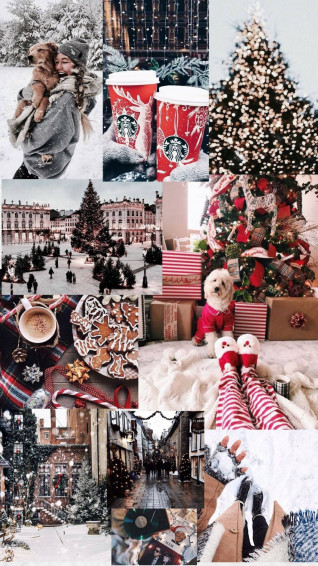 Aesthetic Christmas iPhone Collage Wallpaper