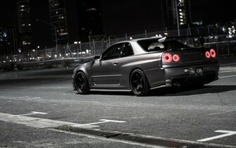 Nissan Skyline R34 Street Night HD Wallpaper