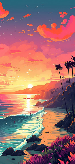 Beach Sunset In California Summer Wallpaper