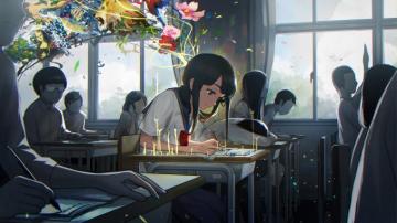 Anime School Girl Classroom Studying Wallpaper 4k Pc Desktop 1350f