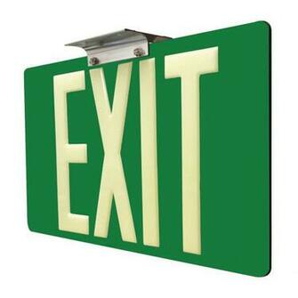 Glow In The Dark Exit Sign With Green Background
