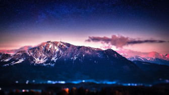 Night Stars Mountain Landscape Wallpaper