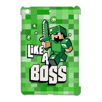Minecraft Creeper Glass Broken iPad Mini Cover Case
