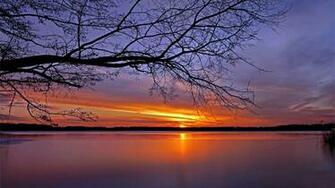 On Lakeside At Sunset Wallpaper High Resolution