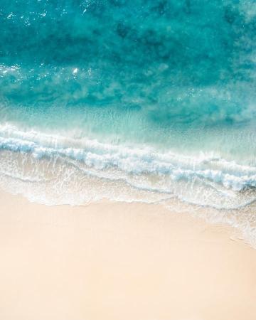 Beach Aerial Nice Top Of The Blue Ocean Crashing Wave