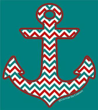 Chevron Wallpaper With Anchor W Faux