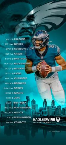 Philadelphia Eagles Schedule Wallpaper Featuring Jalen Hurts