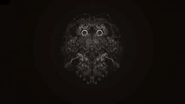 Abstract Black Background Dark Futuristic Lines Skeletons Skulls