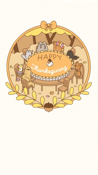 Pusheen Fall Thanksgiving Wallpaper