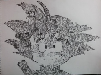 Fab A Dragon Ball Drawing Of Goku That Is Made Up Other