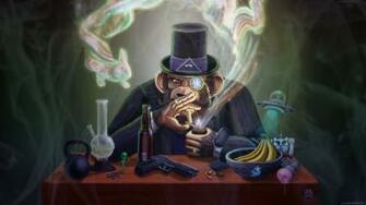 The Joe Rogan Experience Monkey Smoking Pipe Monocle Hat Ufo Wtf