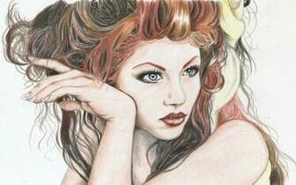 Girl Face Hair Make Up Drawing Wallpaper