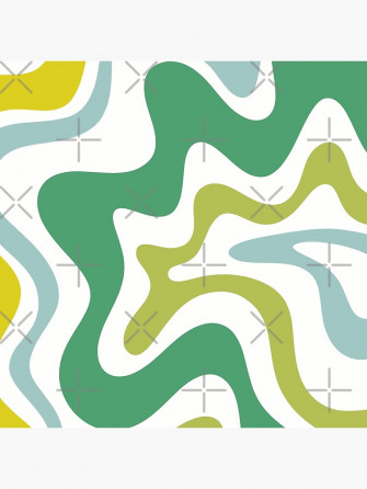 Retro Liquid Swirl Abstract Pattern Square In Spring Green Ice