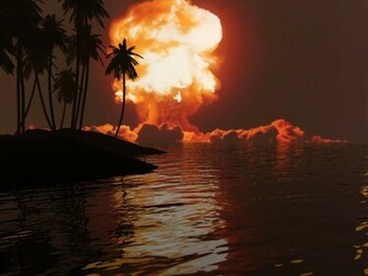 Nuclear Blast Bomb Explosion Land Shop Tree Water
